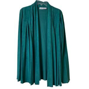 Sag Harbor Sz S Emerald‎ Green Cardigan Suede Like Fabric  (2572)
